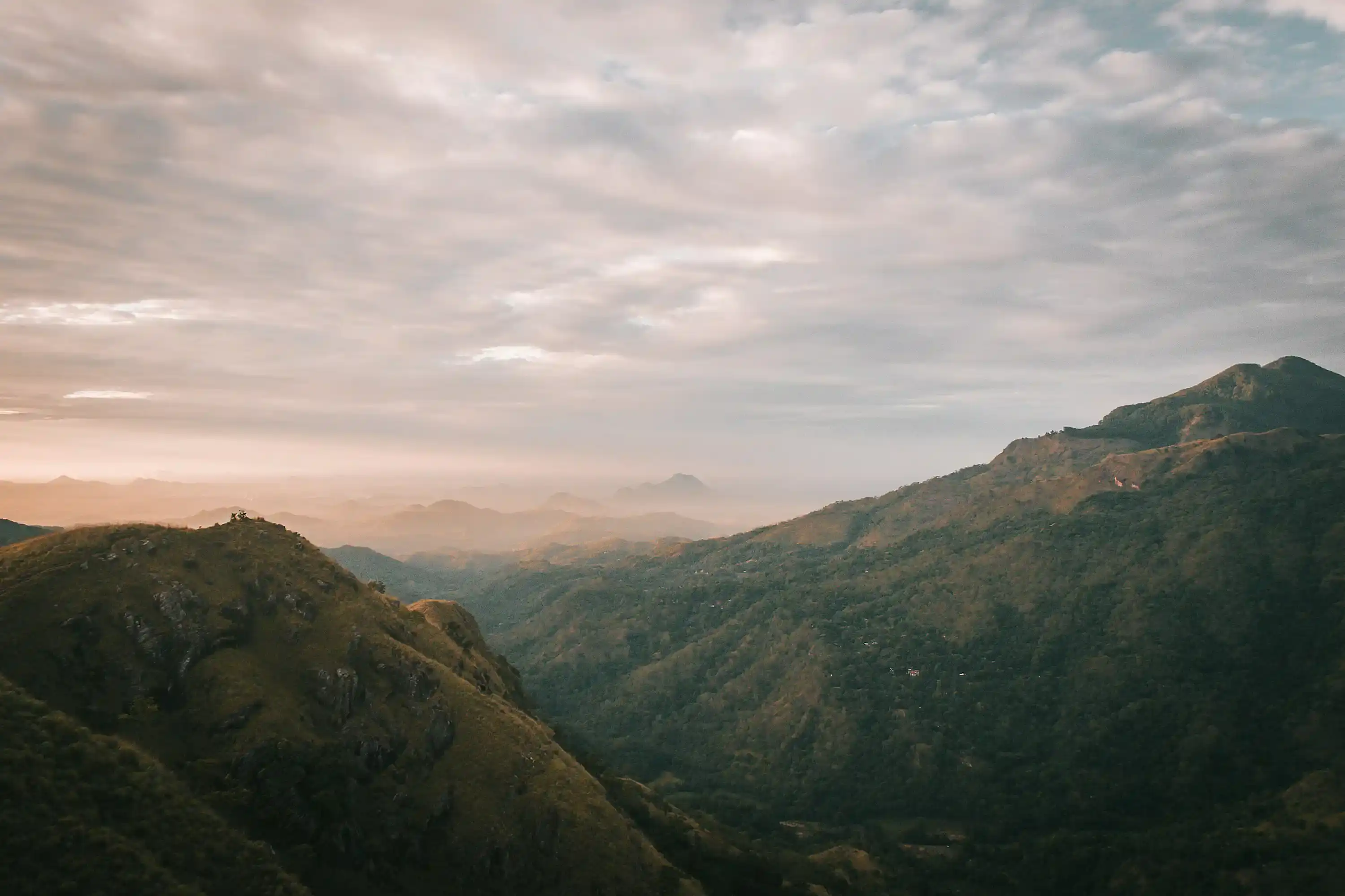 Beautiful sunrise view from the summit of Little Adam's Peak in Ella, Sri Lanka